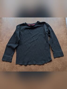 Retro Black Thermal Long Sleeve Top